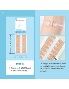 Cinta de Cierre de Heridas FORKANG 6 Cremalleras 6,1x10,4 cm 2