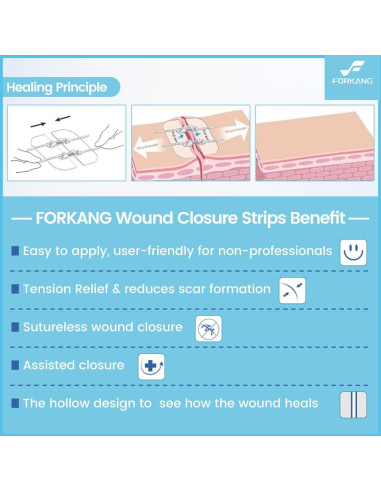 Cinta de Cierre de Heridas FORKANG 6 Cremalleras 6,1x10,4 cm