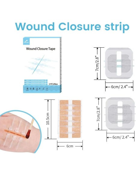 Cinta de Cierre de Heridas FORKANG 6 Cremalleras 6,1x10,4 cm