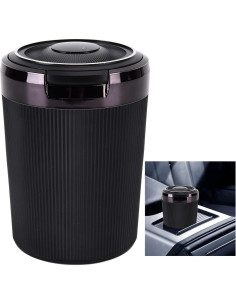 Cenicero de coche Keenso con luz LED azul y tapa a prueba de olores 2