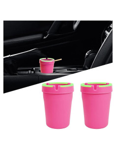 Cenicero de Auto Mandark Rosa 2PCS Portátil Sin Humo