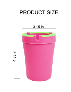 Cenicero de Auto Mandark Rosa 2PCS Portátil Sin Humo 2