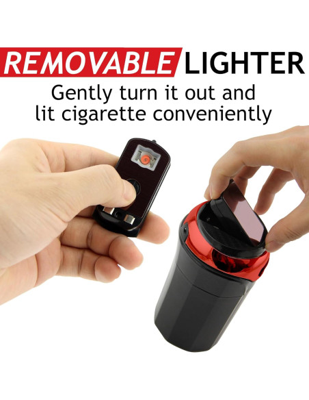 Cenicero de Auto TAKAVU Acero Inoxidable con Luz LED Azul