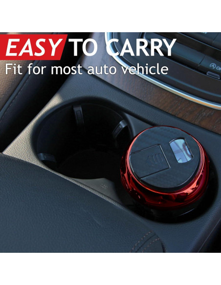 Cenicero de Auto TAKAVU Acero Inoxidable con Luz LED Azul