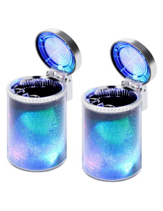 Cenicero de Coche AUSZUOI con Luz LED - Paquete de 2 Plata