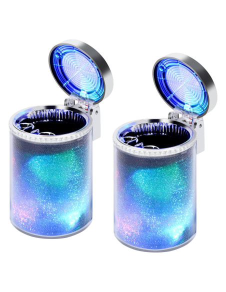 Cenicero de Coche AUSZUOI con Luz LED - Paquete de 2 Plata