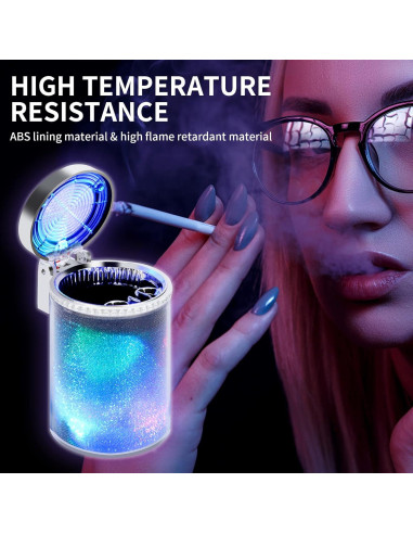 Cenicero de Coche AUSZUOI con Luz LED - Paquete de 2 Plata
