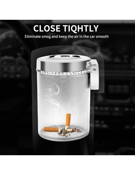 Cenicero de Coche AUSZUOI con Luz LED - Paquete de 2 Plata