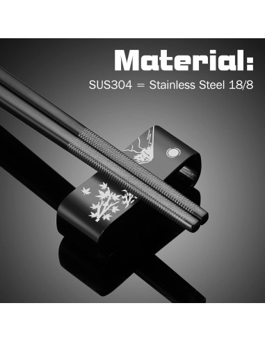 Juego de Palillos de Acero Inoxidable TIICOO 23.5 cm Negro