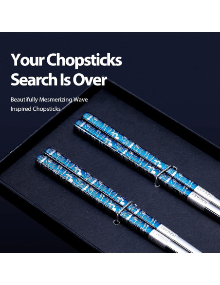 Palillos de Metal Reutilizables Hagary 2 Pares Antideslizantes