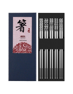 Palillos de metal reutilizables Greatamzor 24 cm set 5 pares