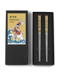 Palillos Reutilizables de Metal Acero Inoxidable 316 Dorado - 2 Pares