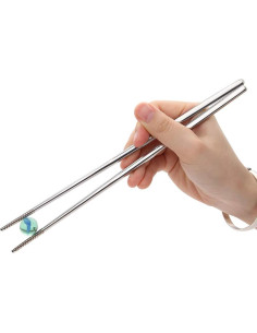 Palillos de Metal DEVICO 24 cm Acero Inoxidable Reutilizables 2