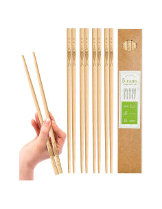 5 Pares de Palillos de Bambú Reutilizables YUNDUOJIA 25 cm