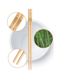 5 Pares de Palillos de Bambú Reutilizables YUNDUOJIA 25 cm 2