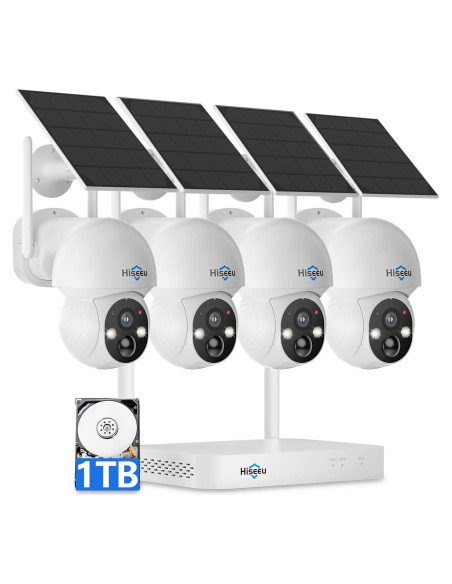 Cámara de Seguridad Solar Hiseeu 4MP Inalámbrica 4 Cámaras
