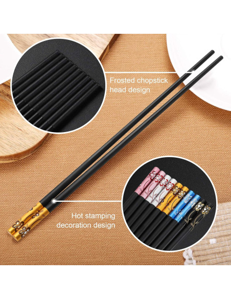 10 Pares de Palillos Reutilizables GADIEDIE Coloridos 24 cm