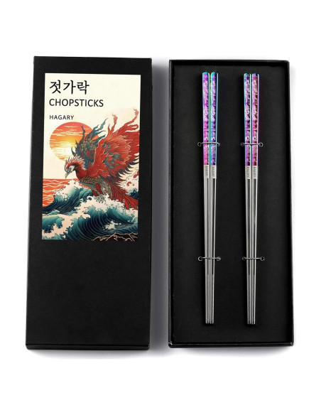 Palillos de Metal Reutilizables Hagary 23.6 cm Antideslizantes