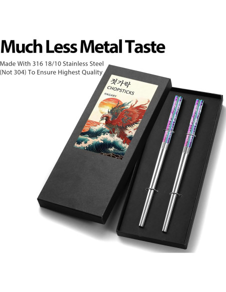 Palillos de Metal Reutilizables Hagary 23.6 cm Antideslizantes