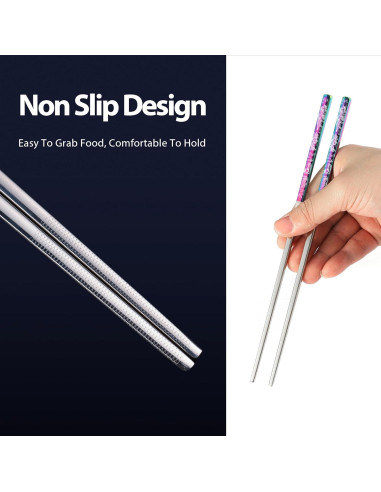 Palillos de Metal Reutilizables Hagary 23.6 cm Antideslizantes