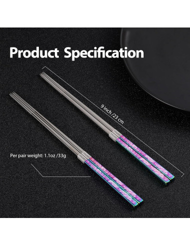 Palillos de Metal Reutilizables Hagary 23.6 cm Antideslizantes