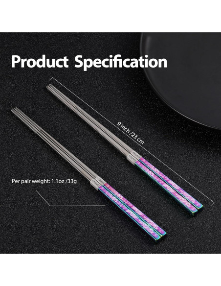 Palillos de Metal Reutilizables Hagary 23.6 cm Antideslizantes