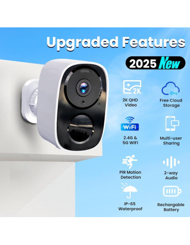 Cámara de Seguridad Inalámbrica 2K HITELLARCAM para Exterior