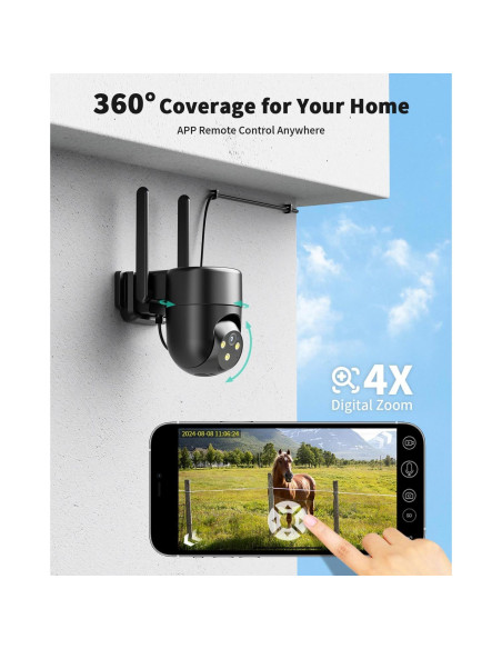 Cámara de Seguridad Celular LIWAN 4G 2K 360 Negra