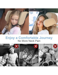 Almohada de Reposacabezas Coche C COMCROSFLY Beige Ajustable 2
