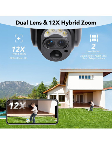 Cámara de Seguridad 4G LTE SEHMUA Doble Lente 2K IP65