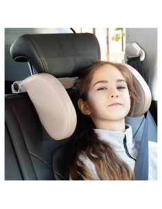 Almohada Reposacabezas Coche JZCreater Ajustable 360 Beige