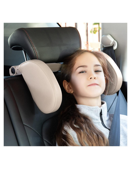 Almohada Reposacabezas Coche JZCreater Ajustable 360 Beige