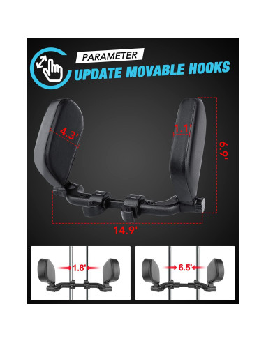 Almohada Reposacabezas Coche JZCreater Ajustable 360 Beige