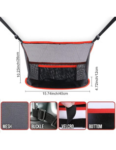 Soporte de bolso para coche Qkiky - Organizador rojo ajustable 2