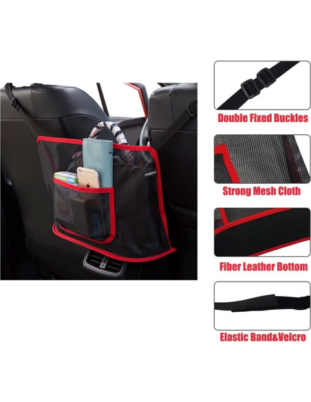 Soporte de bolso para coche Qkiky - Organizador rojo ajustable