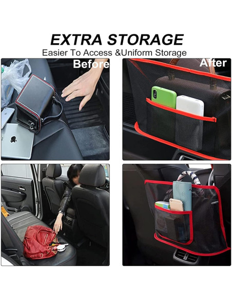 Soporte de bolso para coche Qkiky - Organizador rojo ajustable