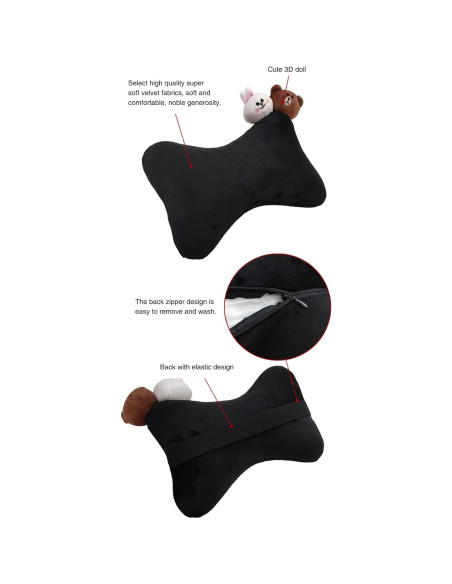 Almohadas de Cuello Tianmei 2 Piezas Soporte Universal Negro