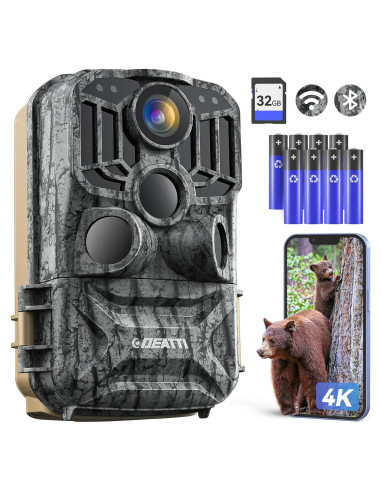 Cámara de sendero DEATTI 48MP 4K WiFi Bluetooth con 8 baterías
