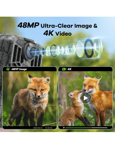 Cámara de sendero DEATTI 48MP 4K WiFi Bluetooth con 8 baterías
