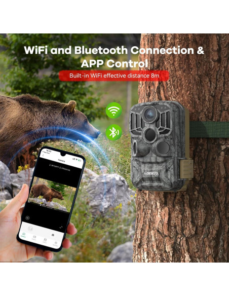 Cámara de sendero DEATTI 48MP 4K WiFi Bluetooth con 8 baterías