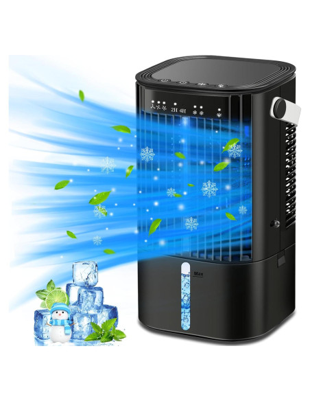 Acondicionador de Aire Portátil TLXLT 3 Velocidades 1200ml Negro