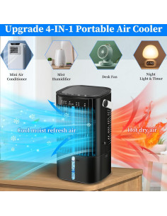 Acondicionador de Aire Portátil TLXLT 3 Velocidades 1200ml Negro 2