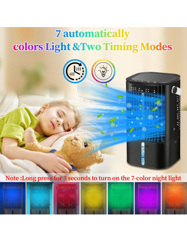 Acondicionador de Aire Portátil TLXLT 3 Velocidades 1200ml Negro