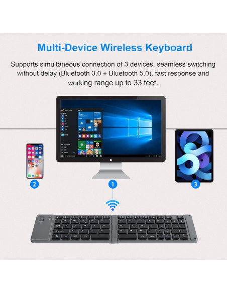 Teclado Inalámbrico Plegable SHARE SUNSHINE Gris Bluetooth