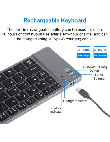 Teclado Inalámbrico Plegable SHARE SUNSHINE Gris Bluetooth
