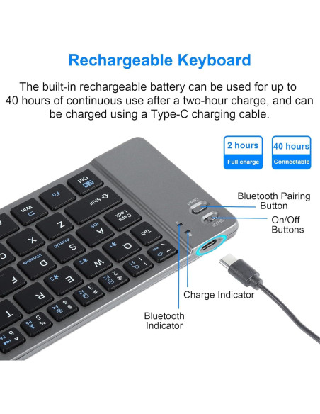 Teclado Inalámbrico Plegable SHARE SUNSHINE Gris Bluetooth