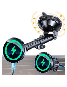 Soporte Cargador Inalámbrico MagSafe Coolpow para Auto - Negro