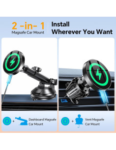 Soporte Cargador Inalámbrico MagSafe Coolpow para Auto - Negro 2