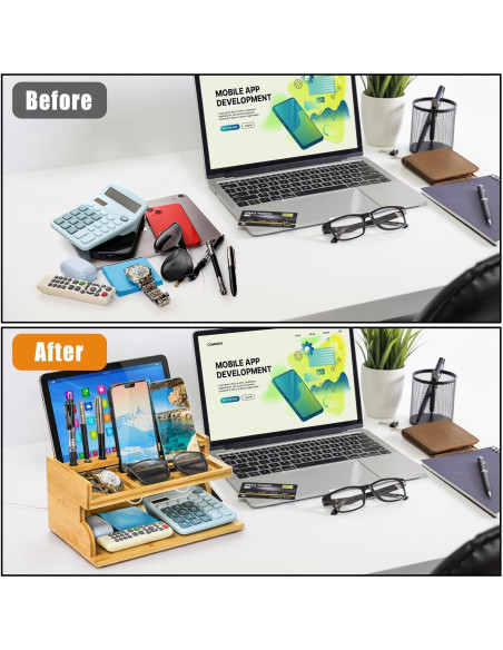 Organizador de Mesita de Noche Yopay de Bambú Carga 1,01 kg