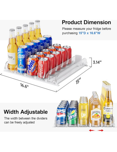 Organizador de Bebidas LAMU para Nevera 5 Filas Ajustable